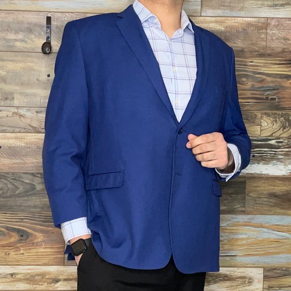 Eleganza Platinum by Giorgio Sanetti Modern Fit Blue Blazer Sport Jacket 48R - Picture 5 of 10